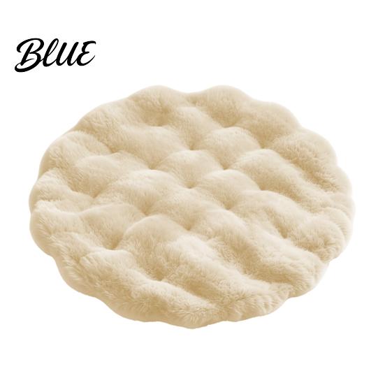 Washable Rabbit Fur Bed Cushion Round Faux Cat Mat Pet Rug Soft Fluffy Non-Slip Non