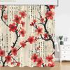 Chinese Japanese Ink Painting Shower Curtain Red Plum Blossom Art Painting Retro Style Polyester Shower Curtains Bathroom Deco