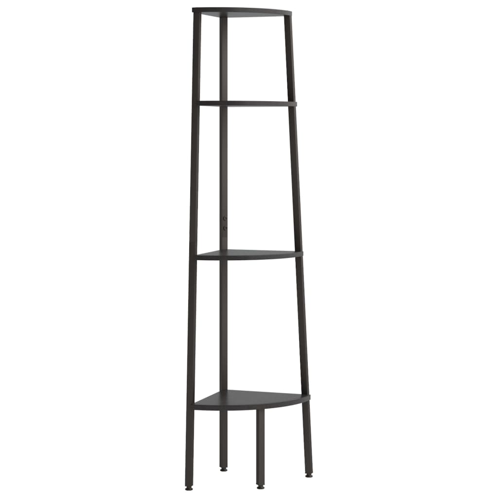 Corner Shelf with 4 Shelves Black 45.5 X 31.5 X 150 Cm