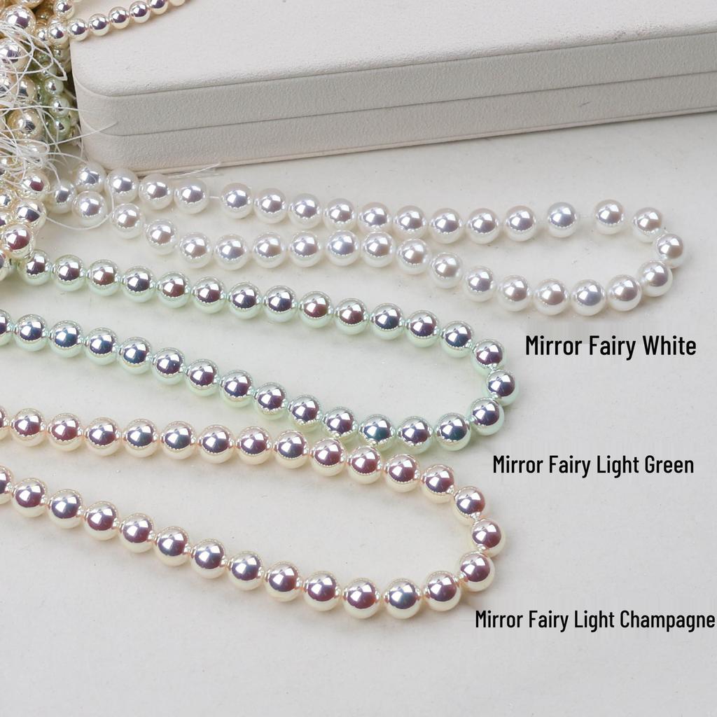 Pearl Aurora Super Bright Celestial Imitation Mother-of-Pearl White Round Beads for DIY Jewelry