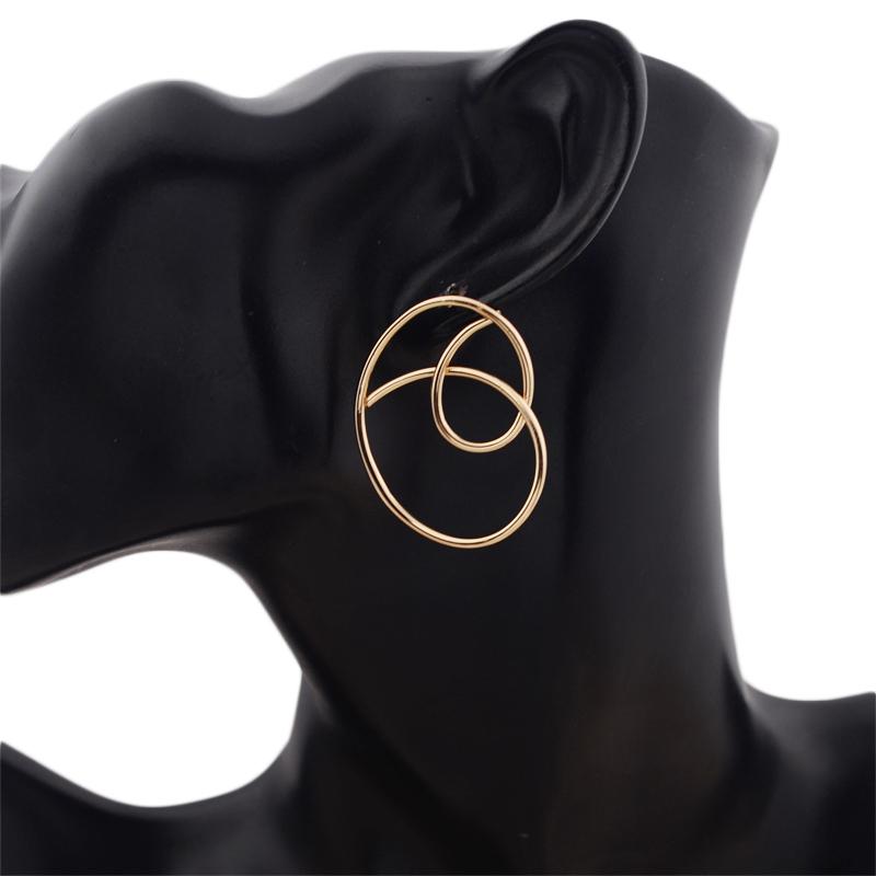 Geometryczne Kolczyki Sztyfty Abstrakcyjne Okrągłe Nieregularne Złote dla Kobiet Puste Akcesorium Biżuteryjne