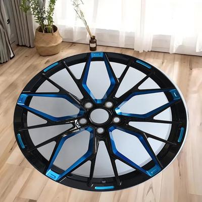 Car Wheel Rim Design Carpet Mat Anti-Slip Backing Rug Metallic Silver Blue Accent for Modern Home Decoration Industrial 3D Rim