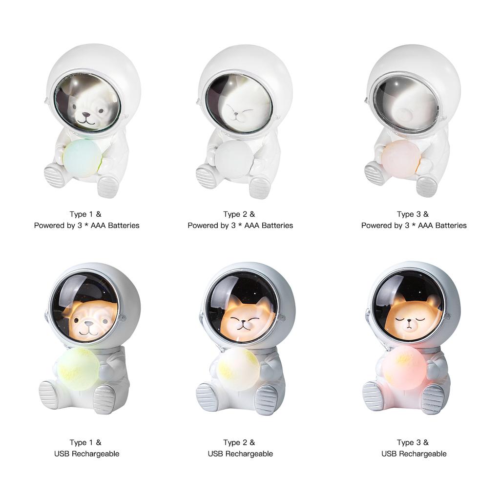 Lovely Cartoon Night Light Children Bedroom Cute Pet Astronaut Nightstand Lamp