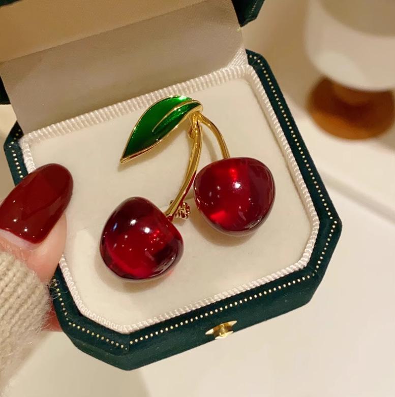 Sweet Cherry Cartoon Brooch - Trendy Women's Corsage Pin for Students
