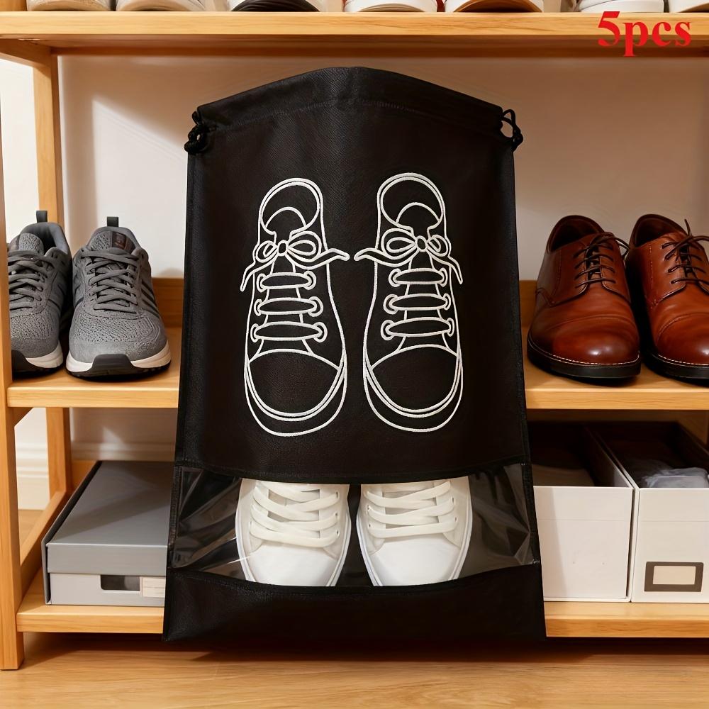 

5-Pack Non-Woven Fabric Shoe Storage Bag with Drawstring Closure, Dust-Proof Reusable Shoe Bags for Travel Storage, travel