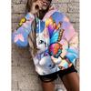 Womens Oversized Hooded Sweatshirt With Botanical Cartoon Print Loose Fit Comfortable Casual Top 2025