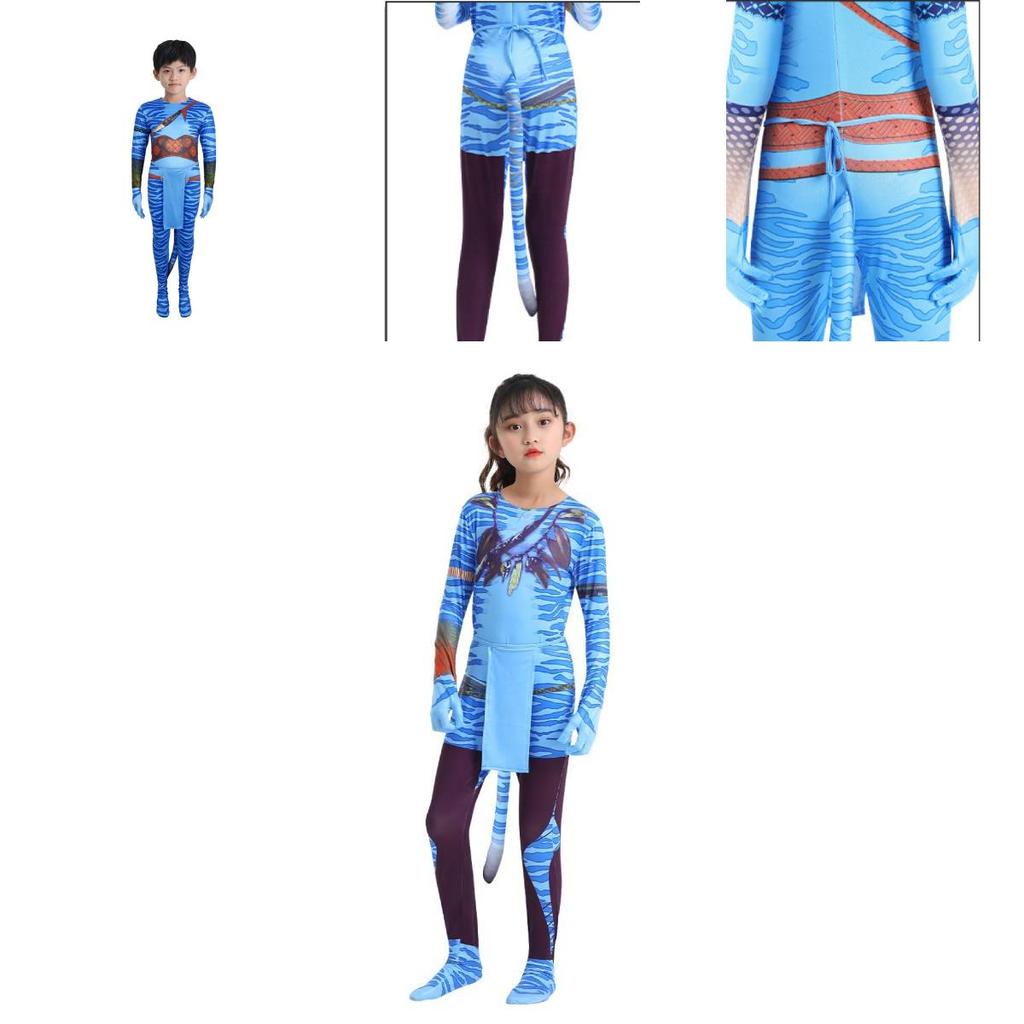 Avatar 2 Halloween Cosplay Bodysuit für Erwachsene und Kinder aus weichem Milchseidenstoff