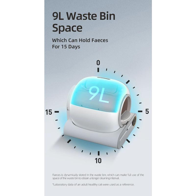 65L Automatisches Intelligentes Katzenklo Geschlossenes Katzenklo Selbstreinigend App-Steuerung Ionischer Duft Haustiertoilette Müllschale