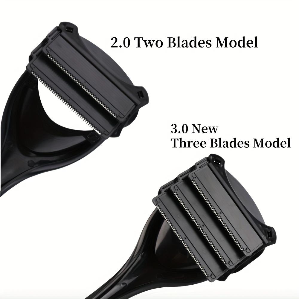 1 Set Manual Razor with Foldable Long Handle - Double/Triple Blade, Integrated Exfoliating Shaving Head, Back & Full-Body Hair Removal for Chest