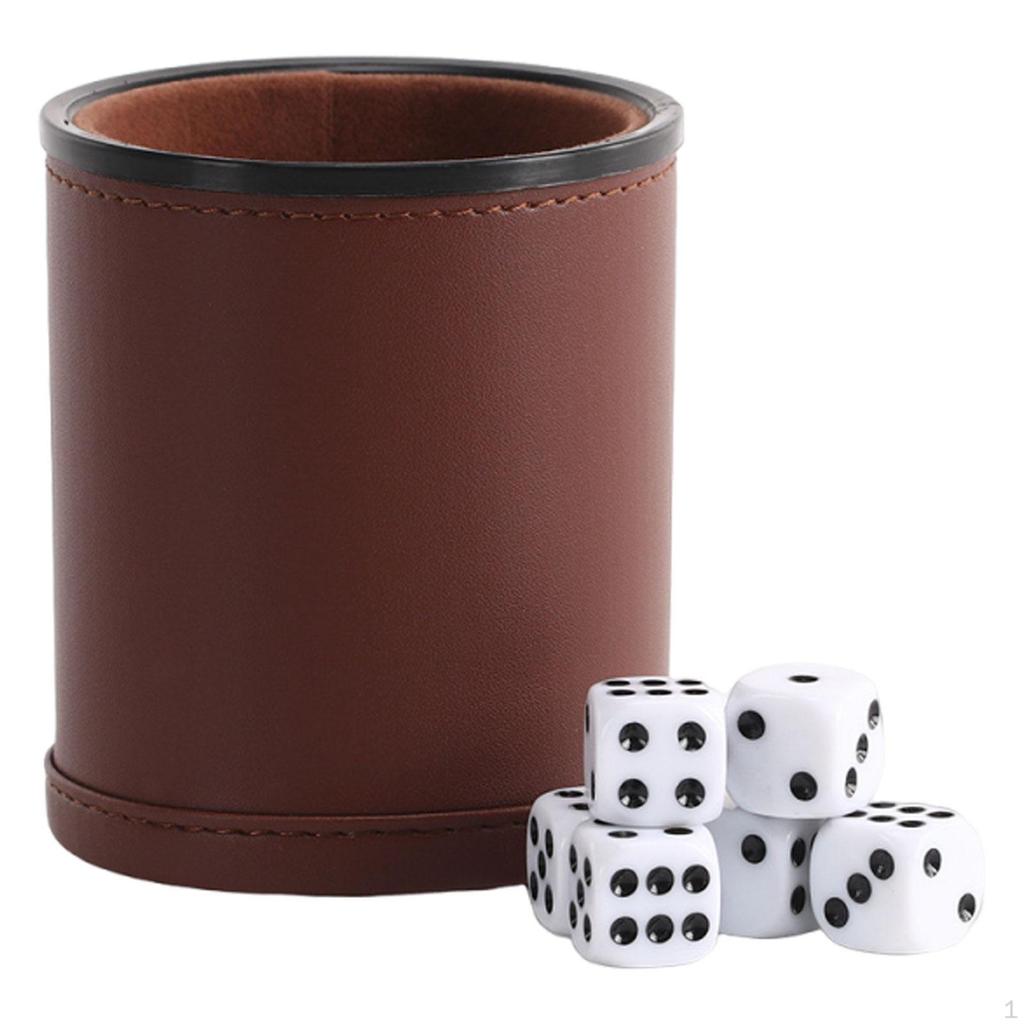 Dice Cup Shaker Cup,High Performance Multifunctional Red Brown PU Leather for Parties Family