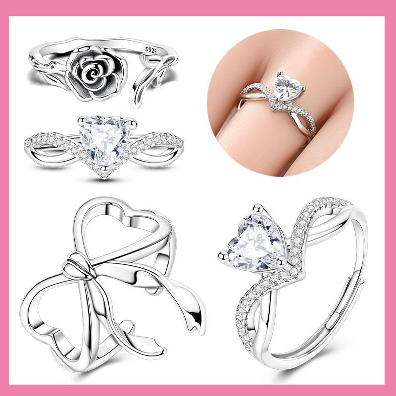 Copper Original Glittering Heart White Zircon Ring Women'S Anniversary Gift Engagement Rings For Women Mens Jewelry