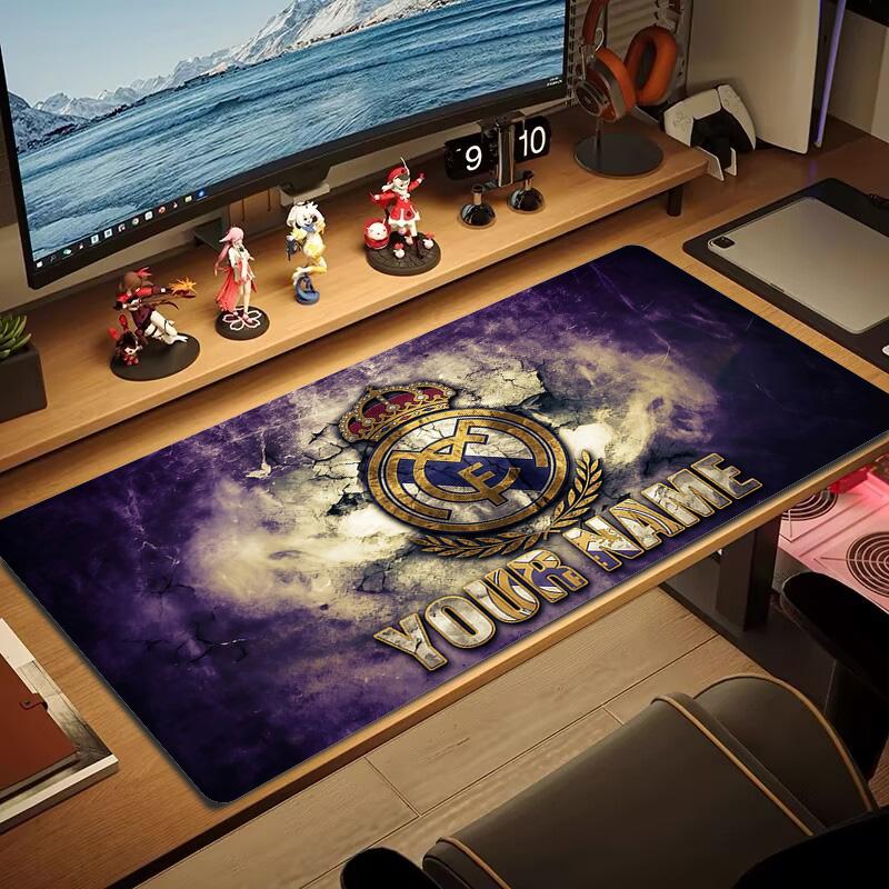 Real Madrid Aufdruck Kissen Rutschfest Laptop Tablet Großes Mauspadd XXL Matte Mini-PC Spielmatte Mit Verriegeltem Rand