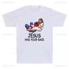 Jiu Jitsu Jesus Has Your Back Funny Brazilian Jiujitsu Meme Retro Summer Cotton Men Women Tops Tee Short Sleeve Streetwear Y2k