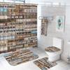 Inspirational Quotes Shower Curtain Set Rug Toilet Lid Cover Bath Mat Vintage Rustic Bathroom Decor Waterproof Wooden Poster