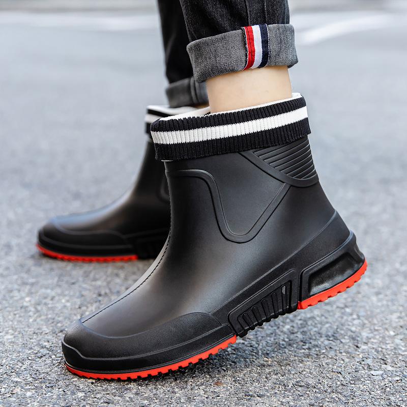 Fashion rain shoes men's trend short tube water shoes outer wear work shoes medium tube waterproof non-slip wear-resistant rain boots women