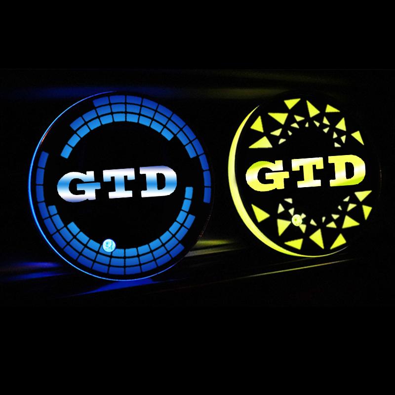 LMN1 2026 Hot VOLKSWAGEN Car LED Luminous Water Cup Holder Mat For Volkswagen VW GTD Golf 5 6 8 GTI MK6 Passat Jetta Tiguan Polo Beet