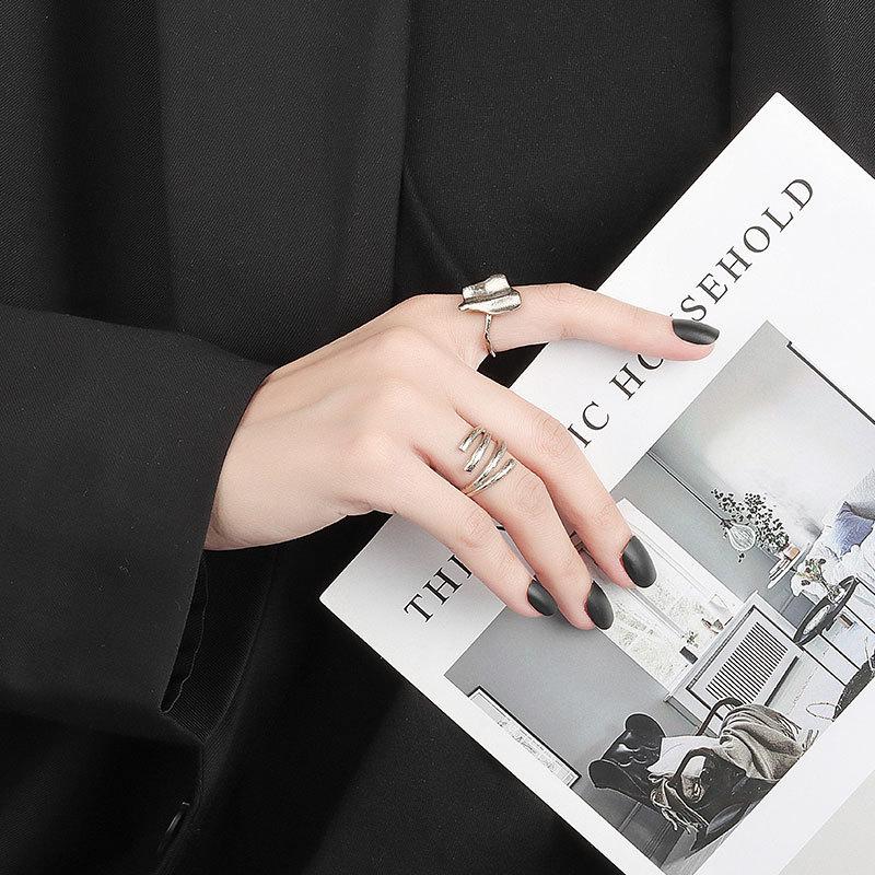Fashion Personalized Index Finger Ring Niche Design Geometric Twist Open Ring Temperament Retro Couple Ring for Girlfriend Simple Geometric Ring