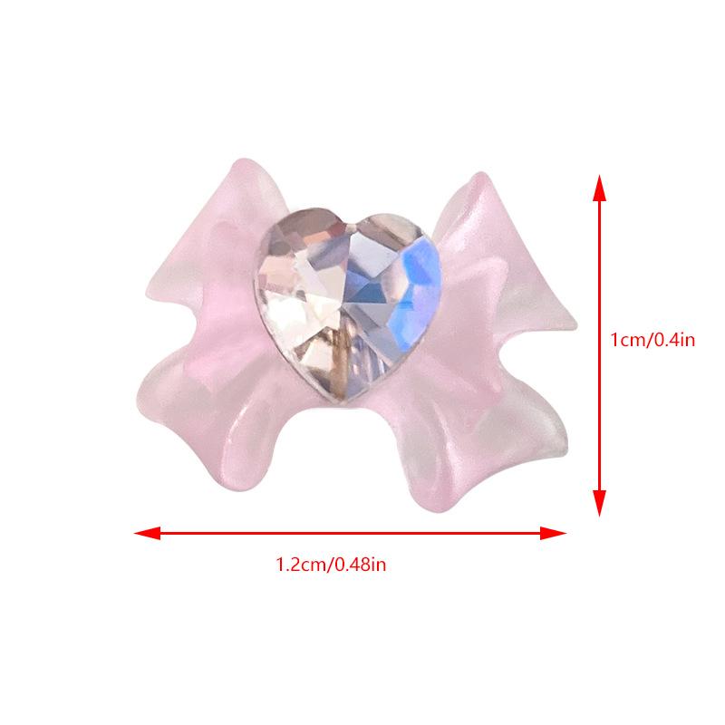 5Pcs Ribbon Resin Bow Parts Nail Charms Bow Rhinestone Jewelry Accessory For Diy Manicure Decora