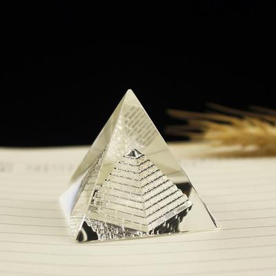 1Pc Energy Healing Hollow  Glass Egypt Pyramid Fengshui Figurines Chakra Healing Miniature Home Decoration