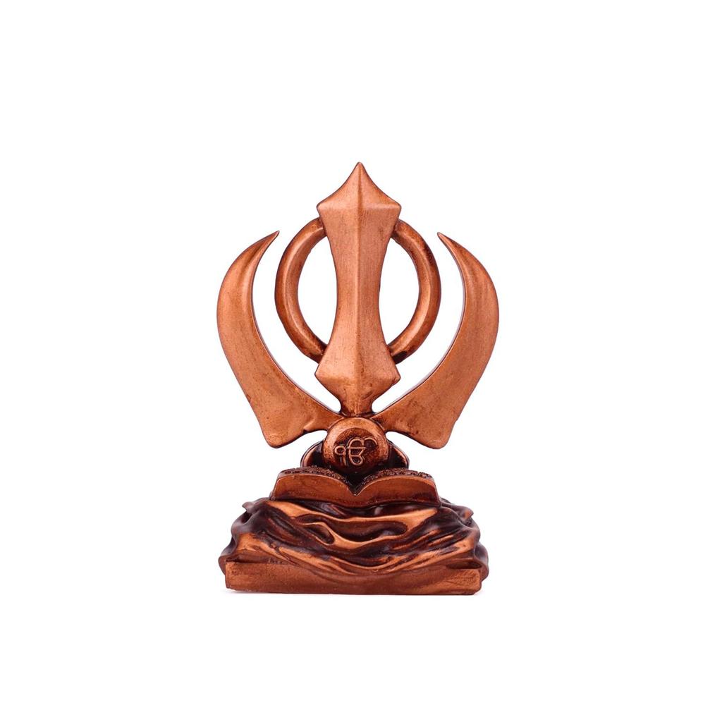 Khanda Sahib Idol, Sikh-Religionssymbol, Khanda-Statue für das Auto-Armaturenbrett, Idol für Pooja, Bürotisch, Dekoration, Geschenkartikel