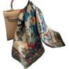 New 100% Nature Silk Square Scarf for Women Retro Floral Print Neckerchief Hairband Foulard Lady Kerchief Bag Ribbons Headband