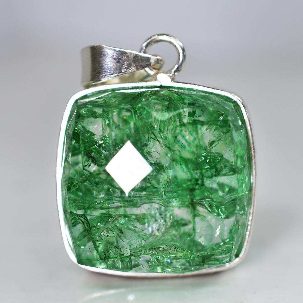 Natural Emerald 133 Ct CERTIFIED Square Cushion Cut Pendant 925 Starling Silver MY.PD-157-NS