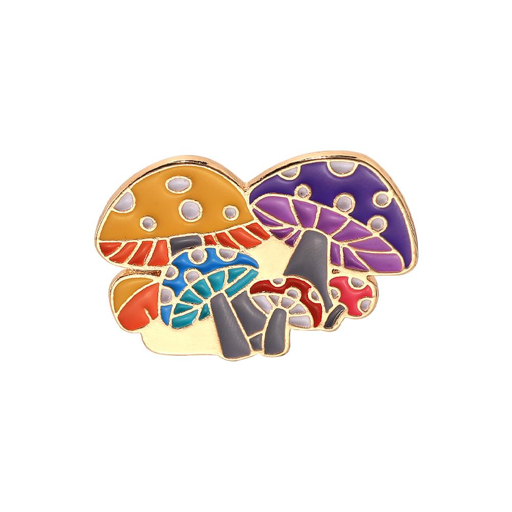 Colorful Mushroom Collection Enamel Brooches Cute Agaric Golden Pins For Backpack Bag Hat Jewelry Decoration