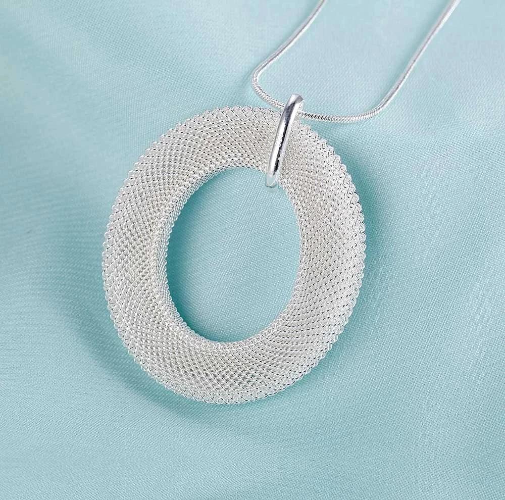 40-75cm Luxury Designer Network Circle Pendant 925 Sterling Silver Necklace for Women Party Wedding Fashion  Jewelry Gifts