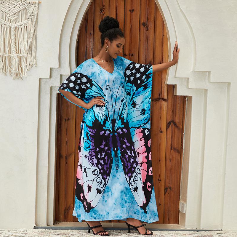 2026 European & American Cotton Beach Cover-up: Loose Robe-Style Long Dress Swimsuit Outerwear for Women