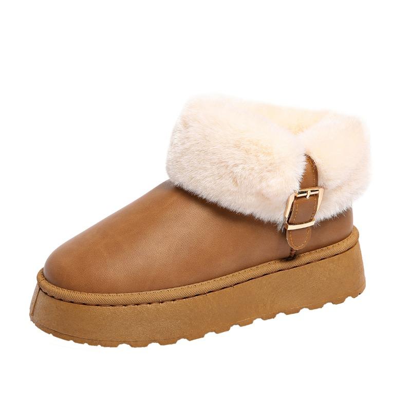 New Large-sized Snow Boots for Women, Short-top, Thick-soled, Warm and Thickened Cotton Shoes