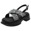 National style sandals women's platform new Chinese style summer new retro round head thick heel ethnic style outer wear beach sandals women