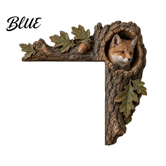 Unique Chipmunk Wall Art Tree Hollow Door Topper, Squirrel Owl Wooden Frame Sign, Whimsical Rustic Corner Accents Animals Ornament, Woodland