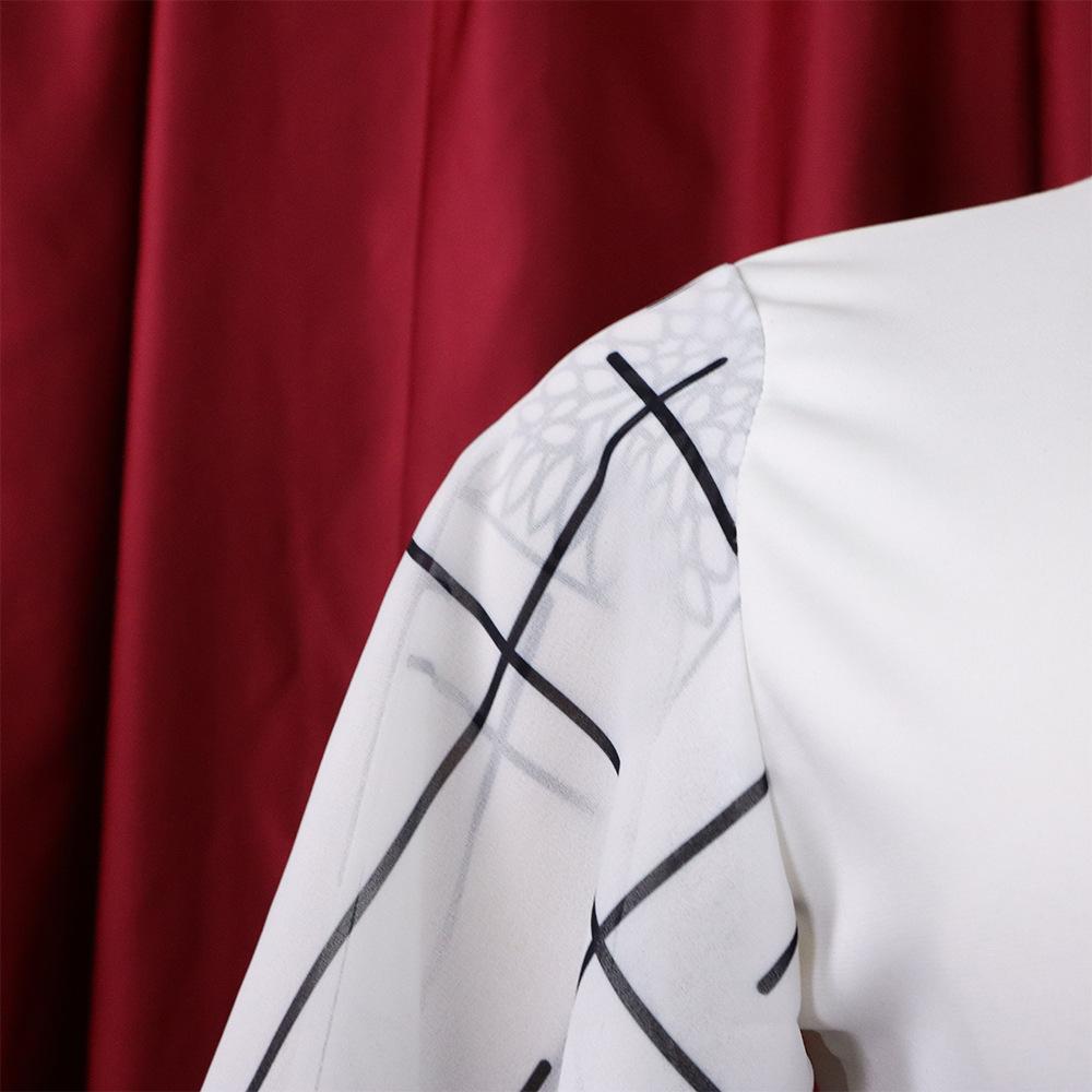 Large Size Women Summer Fashion Flare Sleeves Dress Ladies One Piece V Neck Sheath Dress with Belt