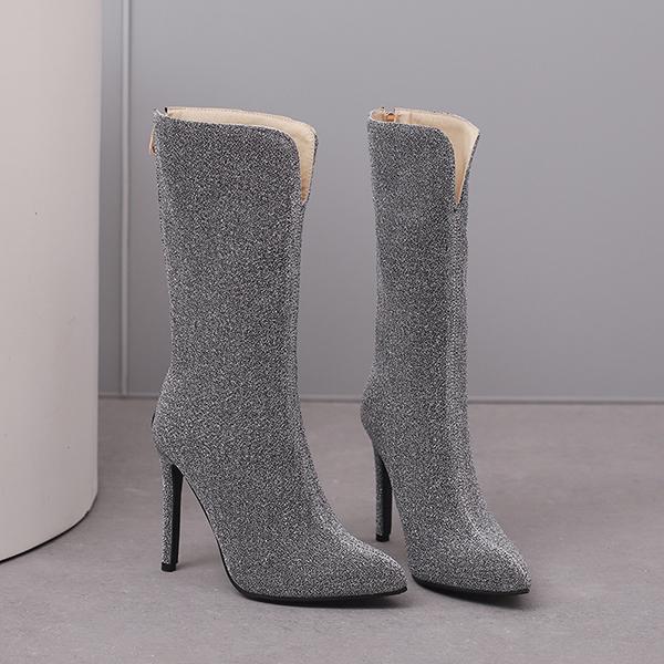 Green Black Women Mid Calf Boots High Heel Small Big Size 32 50