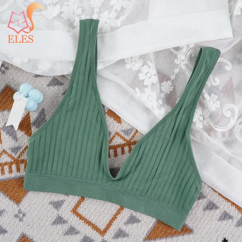 

Женский бюстгальтер с глубоким v-образным вырезом, хлопковый бюстгальтер без косточек, сексуальный топ на бретелях с широким ремешком и открытой спиной, женское нижнее белье M-XL XL зелёный