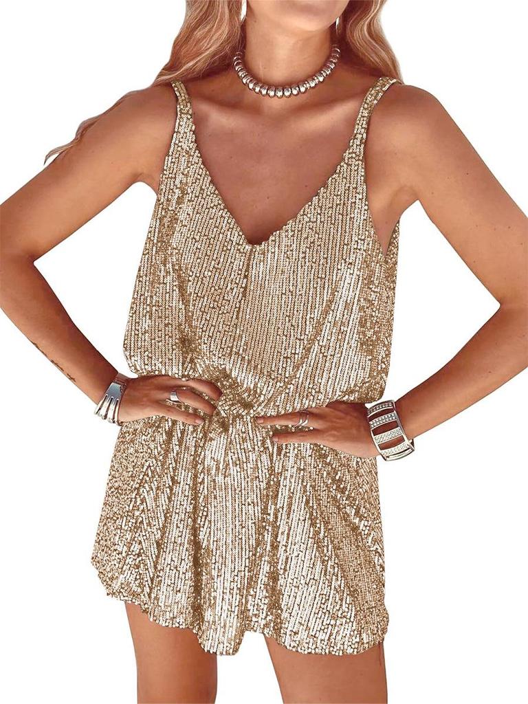 European & American V-neck Sequin Sling Dress for Women - Sexy Nightclub Style