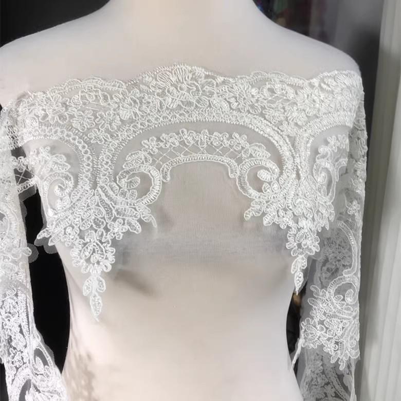 Brautschmuck DIY-Material: 24cm Weiße Spitze Blume Dekorative Accessoires für Hochzeitskleider