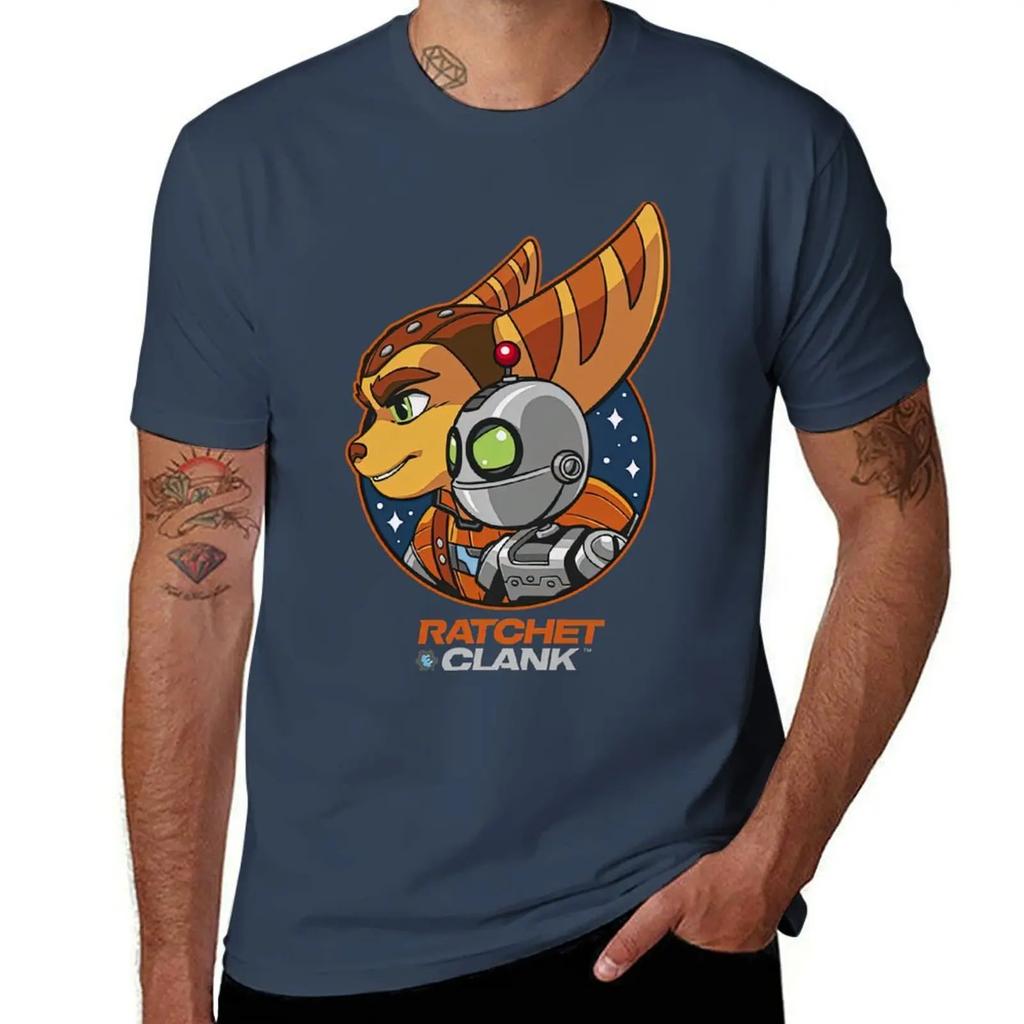 Koszulka z bohaterem Ratchet and Clank Rift Apart, figurki anime, ubrania hippie, ubrania plus size, koszulki męskie