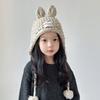 Solid Color Hand Knitted Cap Rabbit Ear Ear Protection Cap Cute Baby Crochet Hat  Kids