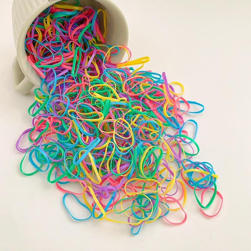 Colorful No-Damage Hair Bands for Kids, Little Girl Hair Ties & Rings, Disposable Elastic Circles