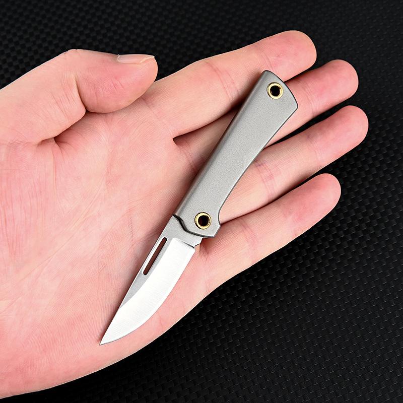 Titanium Alloy Outdoor Portable Mini Folding Fruit Knife D2 Steel Sharp Blade Survial Keychain Pocket Knife For Camping EDC