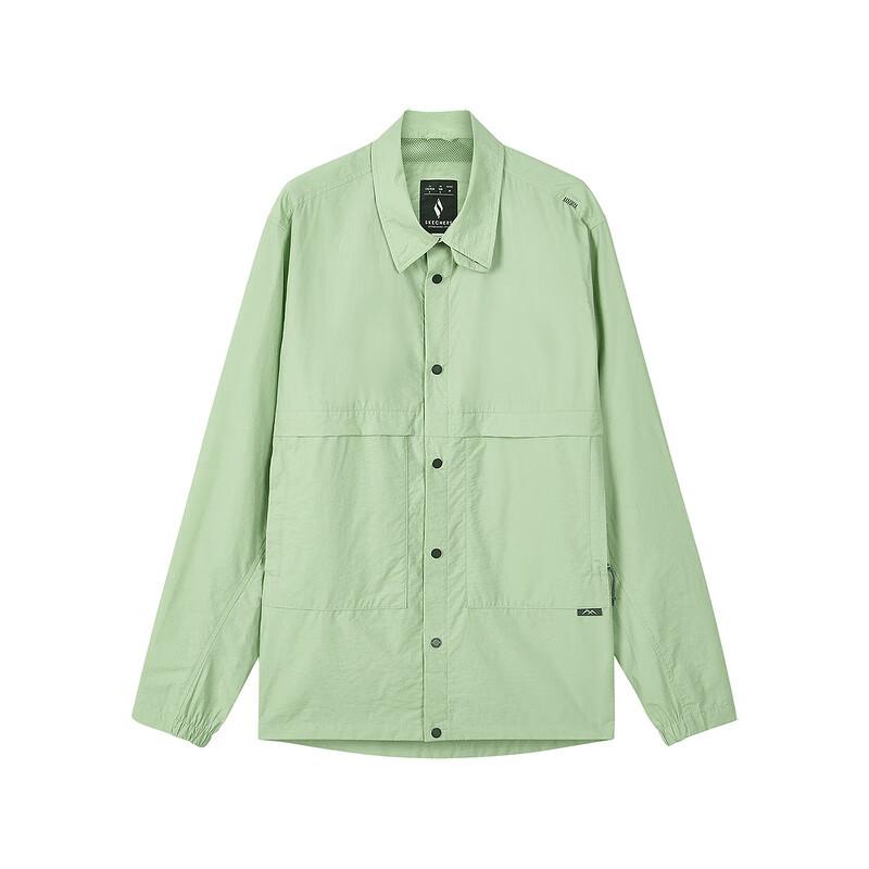 Skechers Outdoor Series Solid Color Casual Button-Up Long Sleeve Jacket Unisex Jacket Green L324U027-046S L
