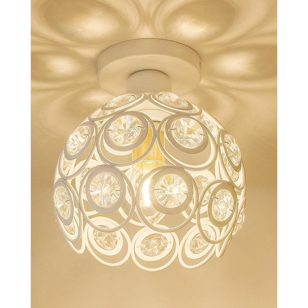 Metall Doppelring Kristall Aufputz Deckenlampe Licht, für Flurleuchte Deckenaufputz (Doppelter Weißer Ring)