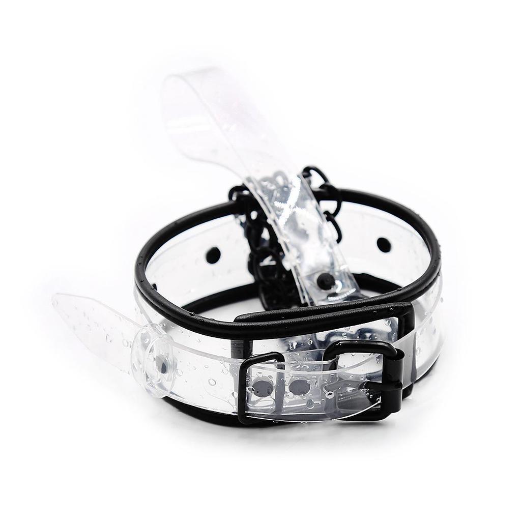 Transparent Leather Bondage Set: Handcuffs, Foot Cuffs, Neck Cuffs, and Dog Leash Collar