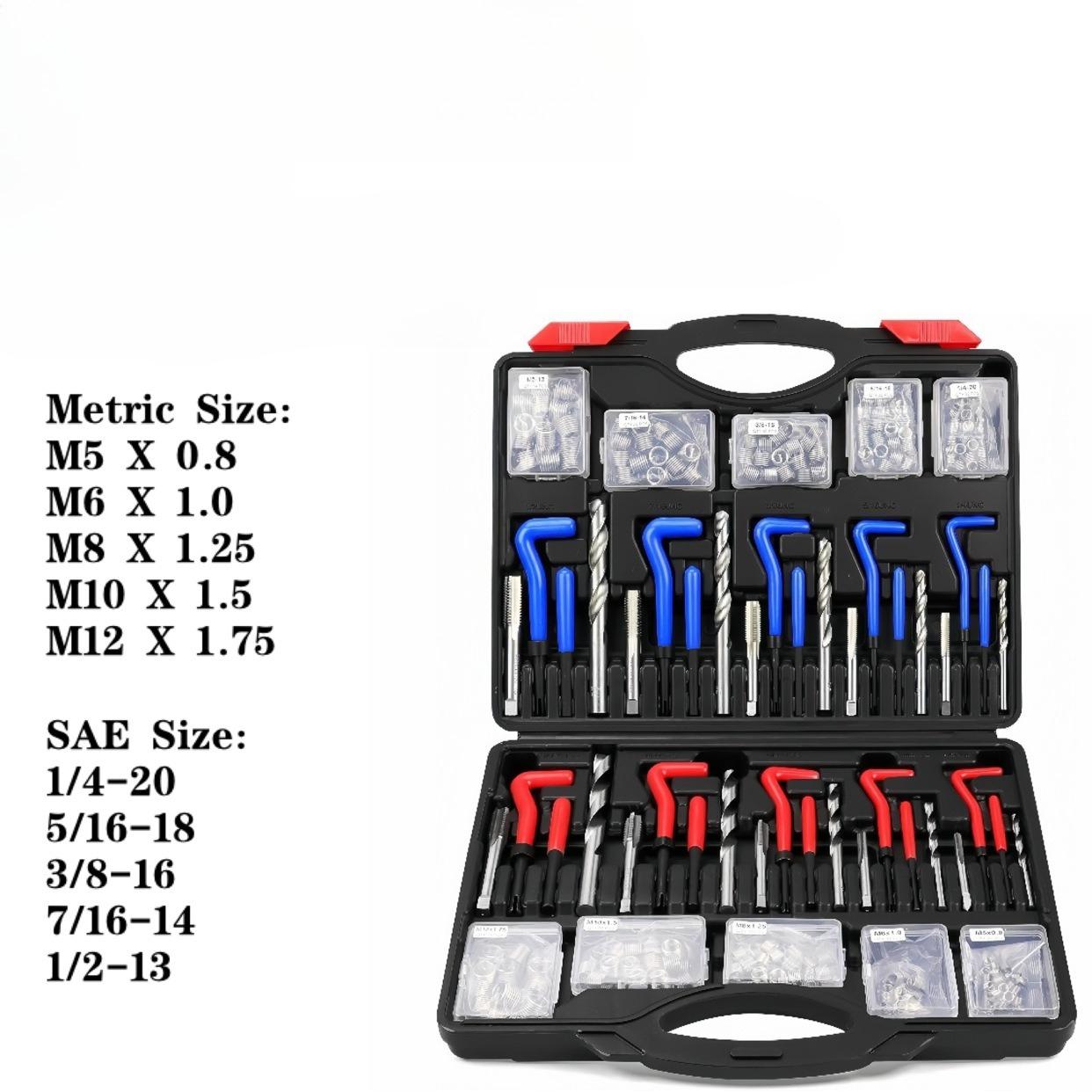 

1Pc Helicoil Thread Repair Kit SAE Metric Rethreading Tool Kit HSS Drill Bits Thread Inserts Breakoff Installation Tools