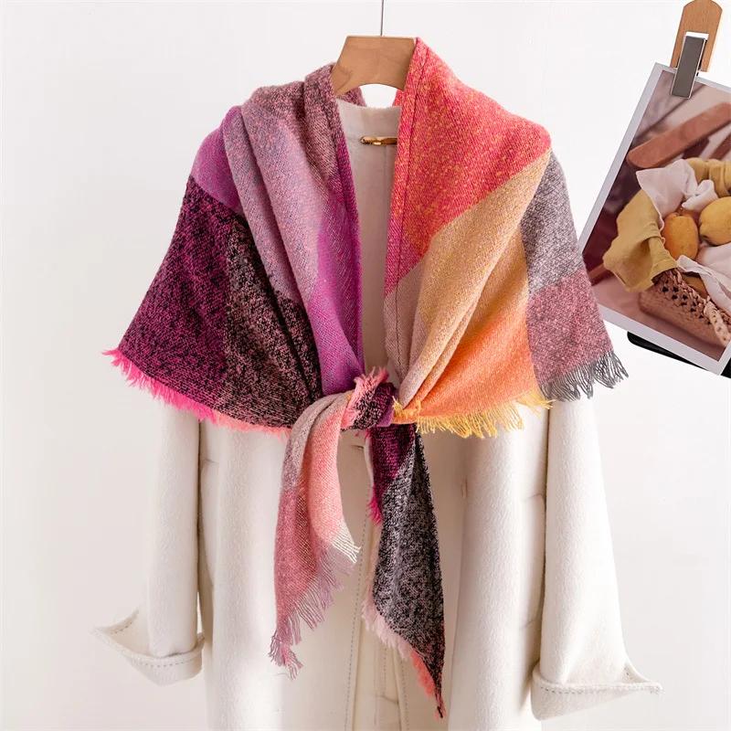 Cashmere Imitation Shawl Autumn Winter Warm Unisex Long Wraps Triangular Scarf Fashion Tassel Scarves Men Women Neckerchief