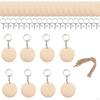 Blank Wood Key Chain Set Keychain DIY Unfinished for Jewelry Making Keyring Gift