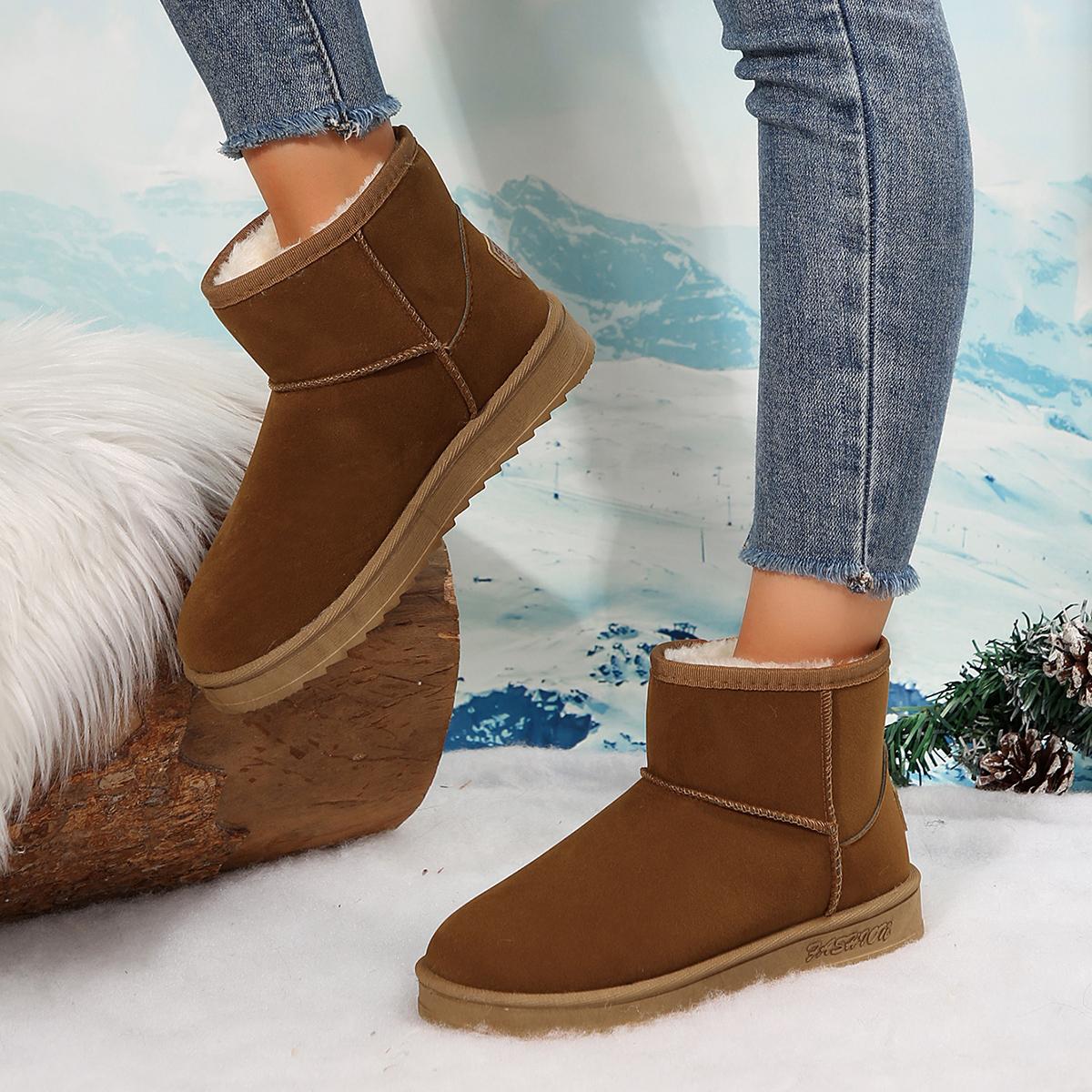 

Женские ботинки зимние новые плюс флисовые утолщенные теплые зимние ботинки женские модные нескользящие плоские хлопковые туфли для женщин Botas De Mujer 36 коричневый