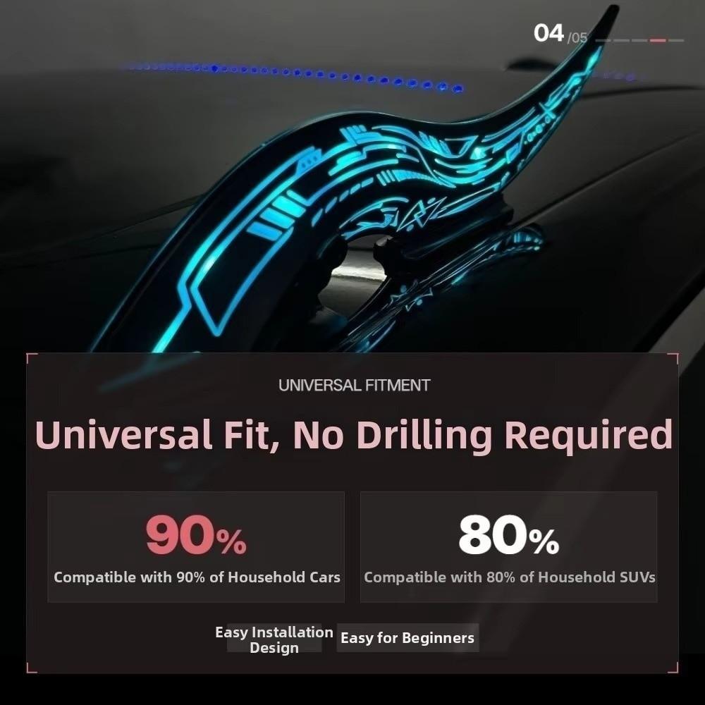 1Pair Touch Dimmable Dragon Horn Car Roof Fins Waterproof Car Arc Light  Car Roof Decoration