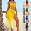 3Pcs/Set Swimsuit Set Bowknot Lace-up Ruffle Hem Sling Bra High Waist Swimming